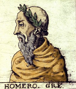 Porträt von Homer (9. Jahrhundert v. Chr.). Gravur von 1560 aus dem Atlas von Urbano Monte von Italian School