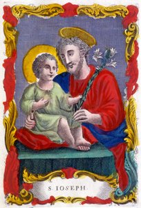 Porträt von Sankt Joseph und dem Jesuskind, frommes Bild, Italien