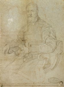 Porträt von Tizian (Tiziano Vecellio) (ca. 1485-1576) Römische Schule (Kohle auf Papier)