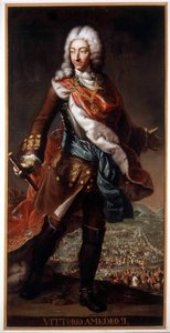 Porträt von Vittorio Amedeo II di Savoia, genannt der Savoyardische Fuchs (1666-1732) (Victor Amadeus II oder Victor-Amadeus), Herzog von Savoyen und König von Sizilien, dann von Sardinien. Gemälde im Schloss A. Racconigi