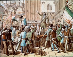Darstellung von Daniele Manin, Politiker, der die venezianische Revolution gegen die österreichische Präsenz 1848 anführte von Italian School