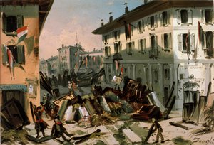 Revolutionen von 1848, Fünf Tage von Mailand: Barrikaden auf dem Corso de Porta Vercellina am 22. März
