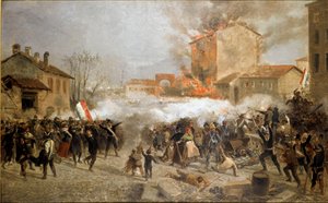Revolutionen von 1848, Fünf Tage von Mailand: Aufständische erobern am 22. März das Porta Tosa (Gemälde) von Italian School