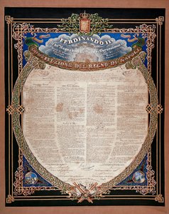 Risorgimento: Verfassung verkündet von König Ferdinand II. der Beiden Sizilien (1810-1859) im Jahr 1847