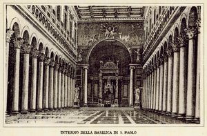 Rom: Innenansicht der Basilika St. Paul von Italian School