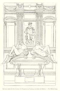 Neue Sakristei von San Lorenzo, Gesamtansicht des Grabmals von Giuliano de