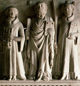 Heiliger Paulus, Heiliger Laurentius und Heiliger Stephanus. Basrelief aus der Schule von Campione von Italian School
