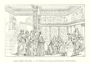 Santa Maria Novella, Die Geburt, Fresko von Domenico Ghirlandajo von Italian School