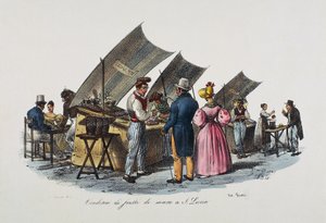 Meeresfrüchteverkäufer in Santa Lucia, Neapel, Italien