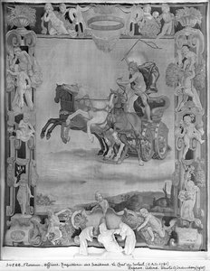 Jahreszeiten-Wandteppich, Apollo fährt den Sonnenwagen, ca. 1642 (Wolle und Seide) von Italian School