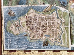 Belagerung von Malta, Detail aus der "Galleria delle Carte Geografiche", 1580-83