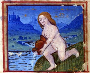 Sternzeichen Wassermann. Italienisches Horoskop, Mitte des 15. Jahrhunderts.