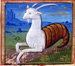 Zeichen des Steinbocks. Italienisches Horoskop, Mitte des 15. Jahrhunderts