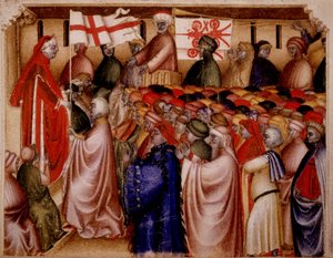 Feierliche Versammlung des Podestat - in „Chronica de Carrariensibus“. von Italian School