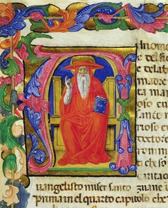 St. Hieronymus, aus einer Mariegola der Laiengilde von St. Hieronymus, ca. 1400 von Italian School