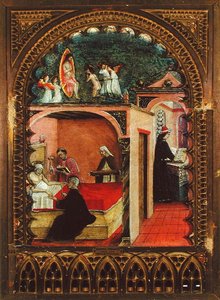 St. Hieronymus in seiner Zelle und der Traum des St. Hieronymus, ca. 1450 von Italian School