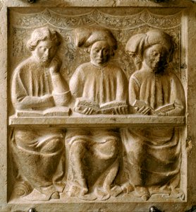 Studenten im Unterricht. (Flaches Marmorrelief, Anfang des 14. Jahrhunderts) von Italian School