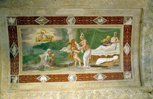 Die Geburt von Memnon, Deckenmalerei in der Loggia des Appartamento della Grotta (Giardino Segreto) 1534 von Italian School