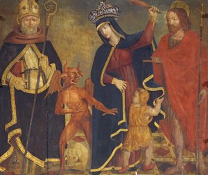 Die Madonna des Reliefs mit Heiligen