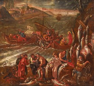 Das Wunder von Galiläa, der große Fischfang von Italian School
