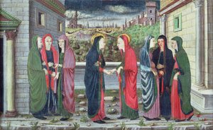 Die Heimsuchung (Teil einer Predella), Veneto, ca. 1480