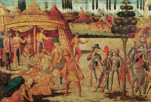 Das erste Treffen von Darius und Alexander dem Großen von Italian School