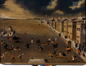 Venedig. Die gefrorene Lagune in der Nähe von Fondamenta Nuove im 18. Jahrhundert