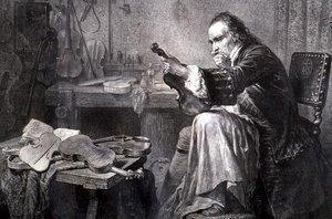 Geigenbauer in seiner Werkstatt