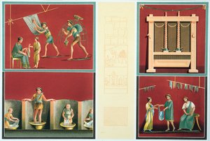 Waschen und Trocknen von Wäsche, Kopie von einem pompejanischen Fresko