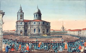 Volksmiliz auf dem Isaaksplatz in Sankt Petersburg empfangen von Ivan Alexeyevich Ivanov