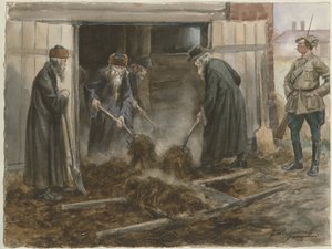 Russische Geistliche beim Heuschaufeln: September 1918 aus der Aquarellserie Russische Revolution