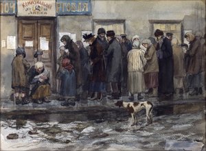 Warten auf den Erhalt eines Achtels eines Pfunds Brot von Vladimirov, Ivan Alexeyevich (1869-1947)