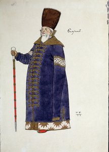 Kostümentwurf für die Oper Der goldene Hahn von N. Rimski-Korsakow von Ivan Yakovlevich Bilibin