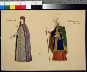 Kostümentwurf für die Oper Der goldene Hahn von Nikolai Rimski-Korsakow von Ivan Yakovlevich Bilibin