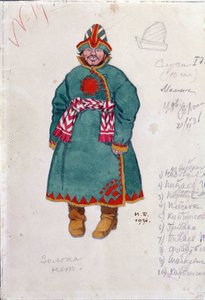 Kostümentwurf für die Oper "Das Märchen vom Zaren Saltan" von Nikolai Rimski-Korsakow von Ivan Yakovlevich Bilibin
