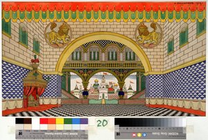 Bühnenbild für die Oper Der goldene Hahn von N. Rimski-Korsakow