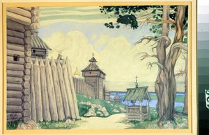 Vorbereitende Zeichnung für die Oper Prinz Igor von Alexander Borodin von Ivan Yakovlevich Bilibin
