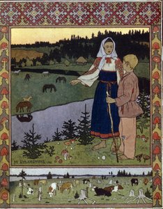 Illustration für das traditionelle Märchen Alyonuschka und Ivanuschka