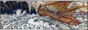 Sindbad der Seefahrer. Illustration für das traditionelle arabische Märchen aus Tausendundeine Nacht von Ivan Yakovlevich Bilibin
