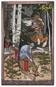 Zarewitsch Iwan, der Feuervogel und der Graue Wolf, um 1899 von Ivan Yakovlevich Bilibin