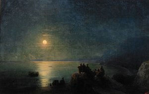 Antike griechische Dichter am Wasser im Mondlicht, 1886