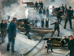 Geschützmannschaft, Dartmouth Point Battery Kasematten, Dartmouth Castle von Ivan Lapper