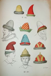 Russische Kopfbedeckungen des 15. und 16. Jahrhunderts, 1850-1852 von Ivan Mikhaylovich Snegirev