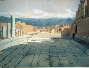 Pompeji (Italien). Ansichten des Forums der römischen Ruinen in der Bucht von Neapel, vor dem Vesuv. Werk von Ivan Nikolayevich Kramskoi (1837-1887), Aquarell auf Papier
