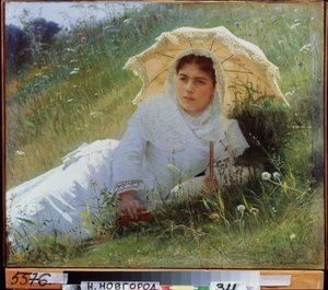 Ein heißer Tag. Auf dem Gras. Mittag. von Ivan Nikolaevich Kramskoy
