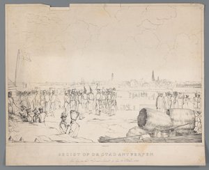 Ansicht der Stadt Antwerpen am Tag nach dem Bombardement, 28. Oktober 1830 von Izaak Schouman