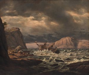 Ein Schiffswrack an der Küste Norwegens von Johan Christian Dahl