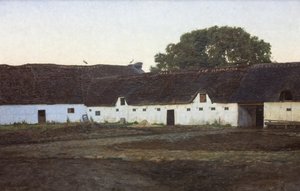 Ein Hof in Vendsyssel. Sonnenuntergang