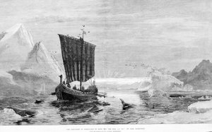 Die Entdeckung Grönlands durch Erik den Roten im 10. Jahrhundert von C. Rasmussen. Die Marine-Bildergalerie, Bond Street.