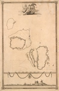 Titelvignette und Prospekt zur Karte von Christiansø von J.F. Clemens